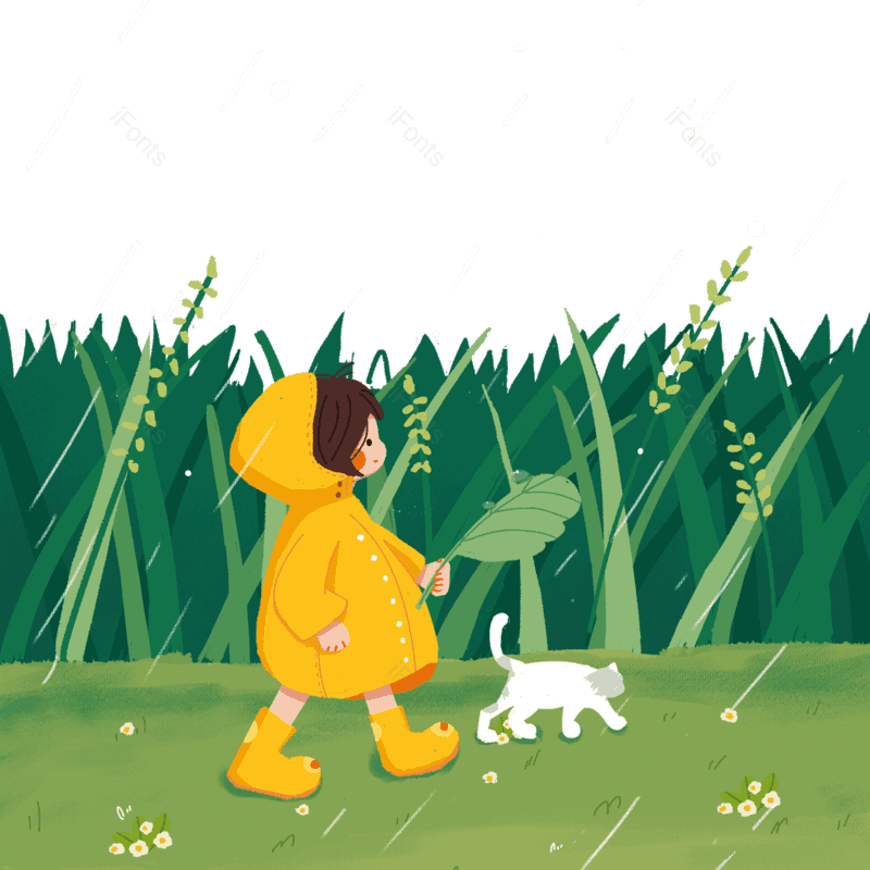 卡通图片,雨水元素,女孩PNG,手绘免抠素材